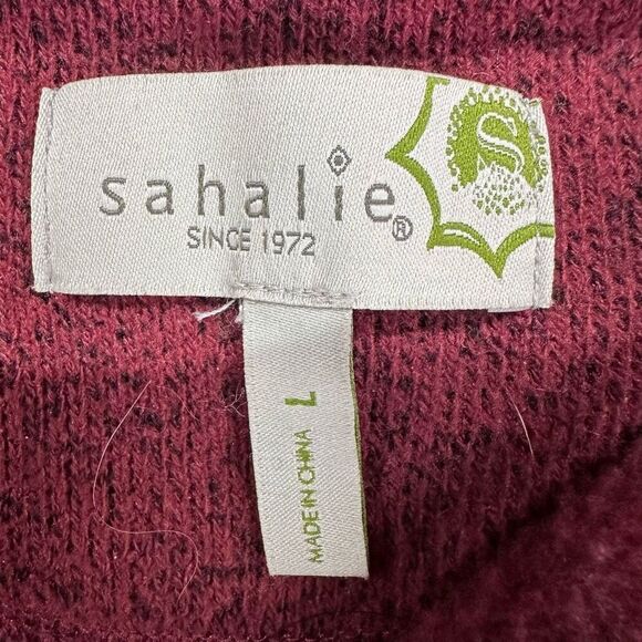 sahalie Sweatshirt Mens Large Burgundy 1/4 Snap Fleece‎ Better Sweater Pullover - Picture 5 of 9